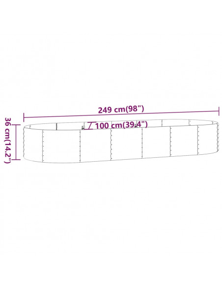 Letto Giardino Acciaio Verniciato Polvere 249x100x36cm Marrone