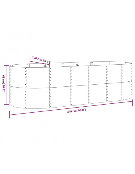Letto Giardino Acciaio Verniciato Polvere 249x100x68 cm Argento