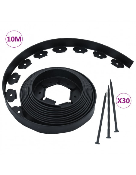 Bordura per Prato Flessibile con 30 Picchetti 10 m 5 cm