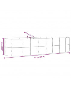 Letto Giardino Acciaio Zincato 322x100x68cm Argento