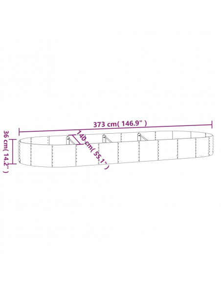 Letto Giardino Acciaio Verniciato Polvere 373x140x36 cm Argento