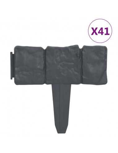 Bordura di Recinzione Prato Effetto Pietra 41 pz Plastica 10 m