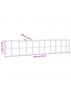 Letto Giardino Acciaio Verniciato Polvere 396x100x68cm Argento