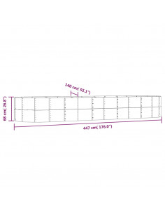 Letto Giardino Acciaio Verniciato Polvere 447x140x68 cm Argento