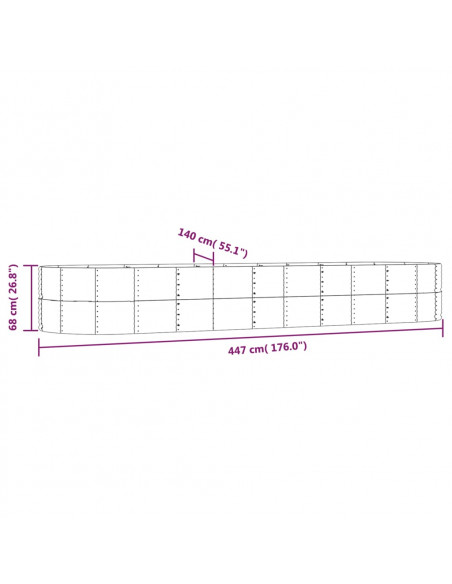 Letto Giardino Acciaio Verniciato Polvere 447x140x68 cm Argento