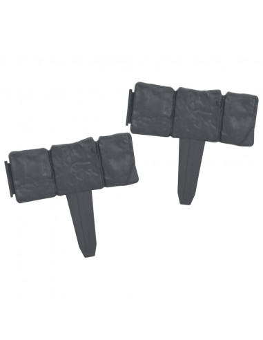 Bordura di Recinzione Prato Effetto Pietra 41 pz Plastica 10 m