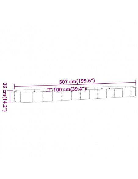 Letto Giardino Acciaio Verniciato Polvere 507x100x36cm Argento