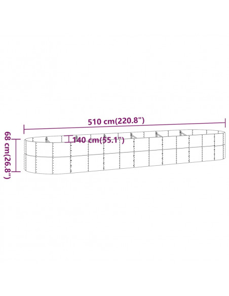 Letto Giardino Acciaio Verniciato Polvere 510x140x68 cm Argento