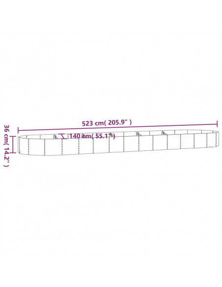 Letto Giardino Acciaio Verniciato Polvere 523x140x36 cm Argento