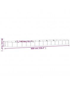 Letto Giardino Acciaio Zincato 600x140x36 cm Argento