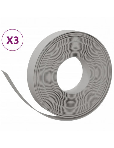 Bordature da Giardino 3 pz Grigie 10 m 10 cm in Polietilene