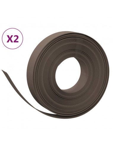 Bordature da Giardino 2 pz Marroni 10 m 10 cm in Polietilene