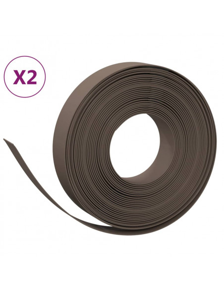 Bordature da Giardino 2 pz Marroni 10 m 10 cm in Polietilene