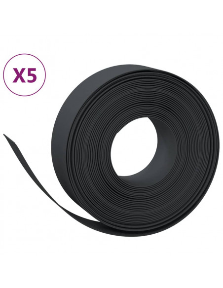 Bordature da Giardino 5 pz Nere 10 m 15 cm in Polietilene