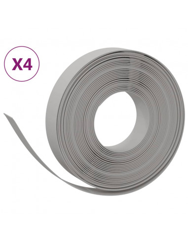 Bordature da Giardino 4 pz Grigie 10 m 10 cm in Polietilene