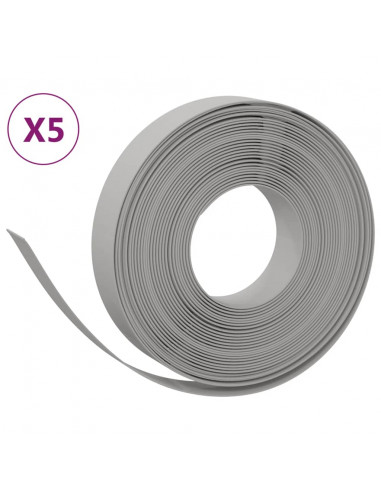 Bordature da Giardino 5 pz Grigie 10 m 10 cm in Polietilene