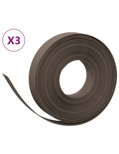 Bordature da Giardino 3 pz Marroni 10 m 10 cm in Polietilene 2