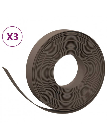 Bordature da Giardino 3 pz Marroni 10 m 10 cm in Polietilene