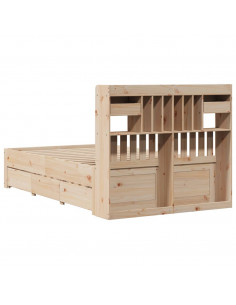 Letto Libreria senza Materasso 135x190 cm in Legno di Pino