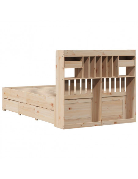Letto Libreria senza Materasso 135x190 cm in Legno di Pino