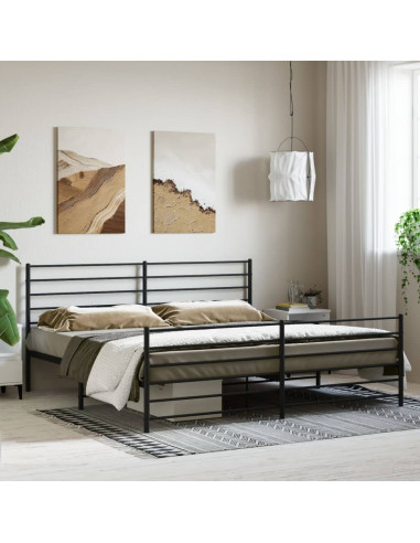 Giroletto con Testiera e Pediera Metallo Nero 200x200 cm