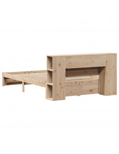 Letto Libreria senza Materasso 140x200 cm in Legno di Pino
