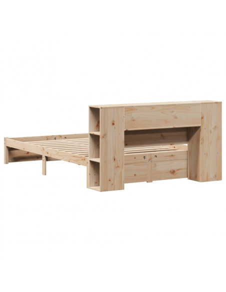 Letto Libreria senza Materasso 140x200 cm in Legno di Pino
