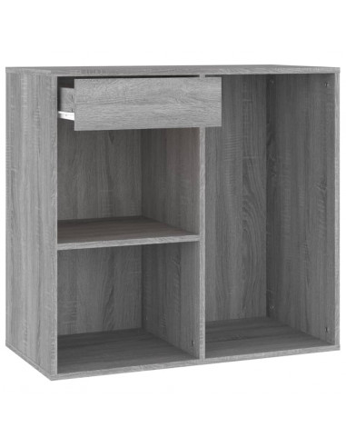 Toeletta con LED e Armadietti Grigio Sonoma Legno Multistrato