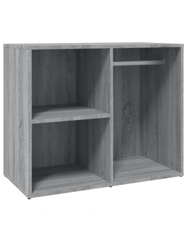 Toeletta con LED e Armadietti Grigio Sonoma Legno Multistrato