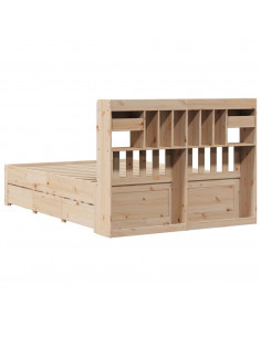 Letto Libreria senza Materasso 150x200 cm in Legno di Pino