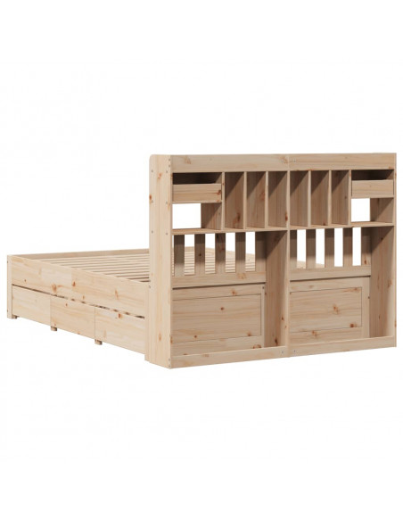 Letto Libreria senza Materasso 160x200 cm in Legno di Pino