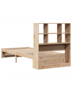 Letto Libreria senza Materasso 90x190 cm Legno Massello Pino