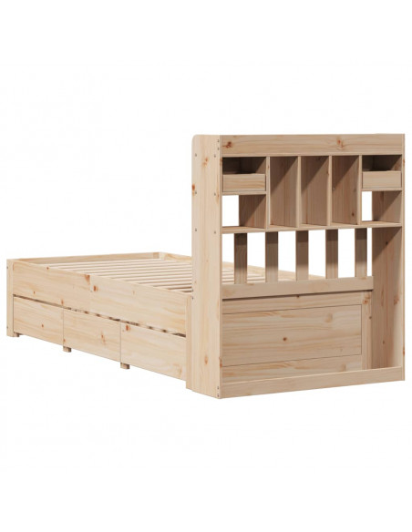 Letto Libreria senza Materasso 90x190 cm Legno Massello Pino