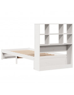 Letto Libreria senza Materasso Bianca 90x200 cm Legno di Pino