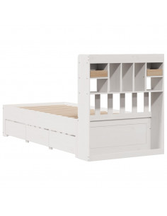 Letto Libreria senza Materasso Bianca 90x200 cm Legno di Pino