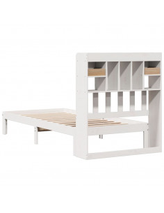 Letto Libreria senza Materasso Bianca 90x200 cm Legno di Pino