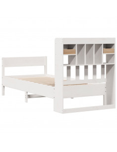 Letto Libreria senza Materasso Bianca 90x200 cm Legno di Pino