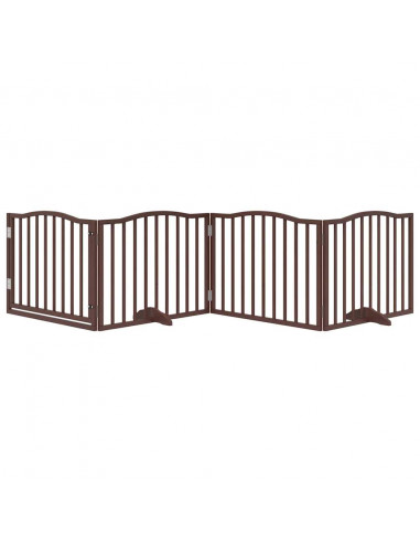 Cancello Cani Porta Pieghevole Marrone 4 Pannelli 320cm Pioppo