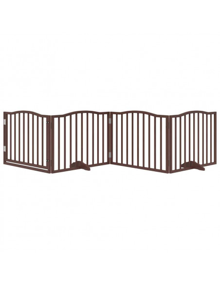 Cancello Cani Porta Pieghevole Marrone 4 Pannelli 320cm Pioppo