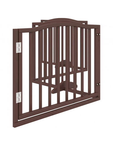 Cancello Cani Porta Pieghevole Marrone 4 Pannelli 320cm Pioppo
