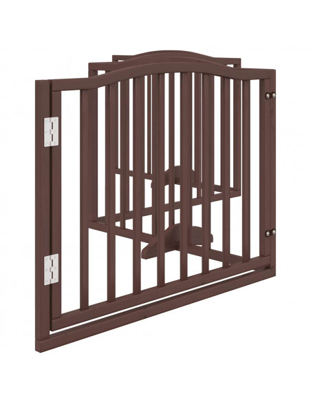 Cancello Cani Porta Pieghevole Marrone 4 Pannelli 320cm Pioppo