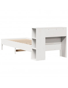 Letto Libreria senza Materasso Bianco 100x200 cm Legno di Pino