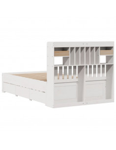 Letto Libreria senza Materasso Bianco 135x190 cm Legno di Pino