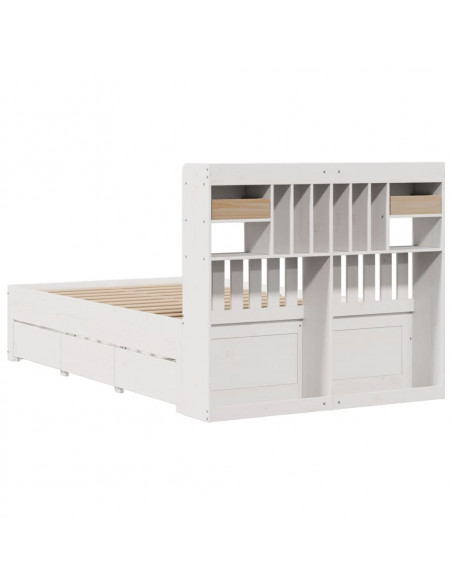 Letto Libreria senza Materasso Bianco 135x190 cm Legno di Pino