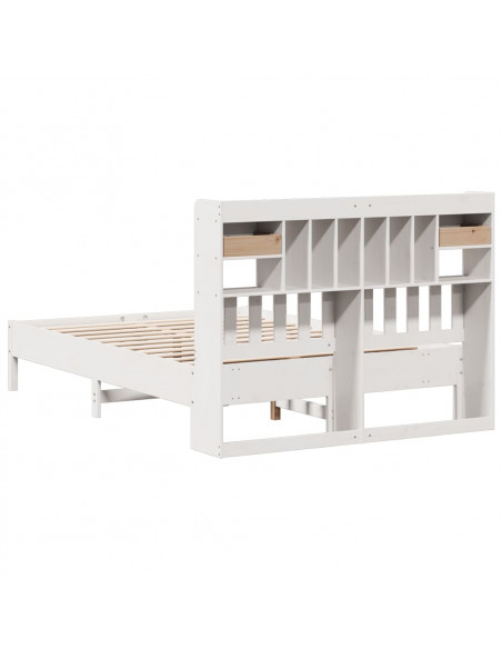 Letto Libreria senza Materasso Bianco 135x190 cm Legno di Pino