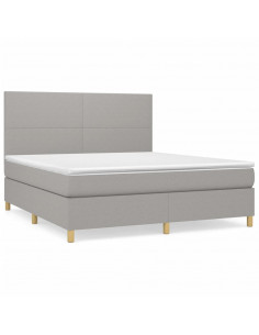 Giroletto a Molle con Materasso Grigio Chiaro180x200 cm Tessuto 2