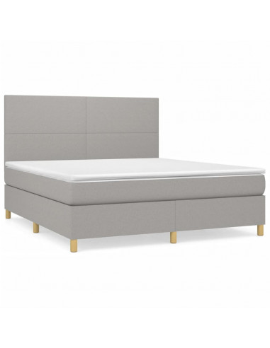 Giroletto a Molle con Materasso Grigio Chiaro180x200 cm Tessuto