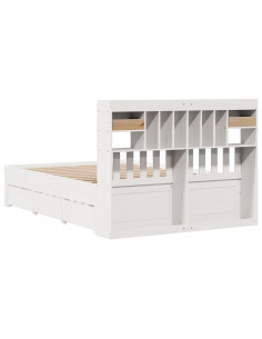Letto Libreria senza Materasso Bianco 140x190 cm Legno di Pino