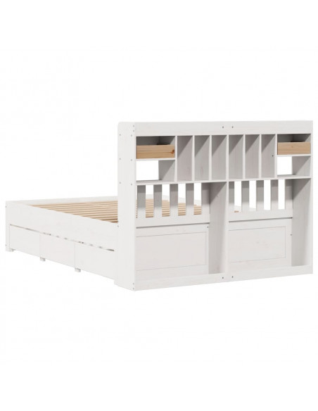 Letto Libreria senza Materasso Bianco 140x190 cm Legno di Pino