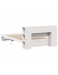 Letto Libreria senza Materasso Bianco 140x190 cm Legno di Pino